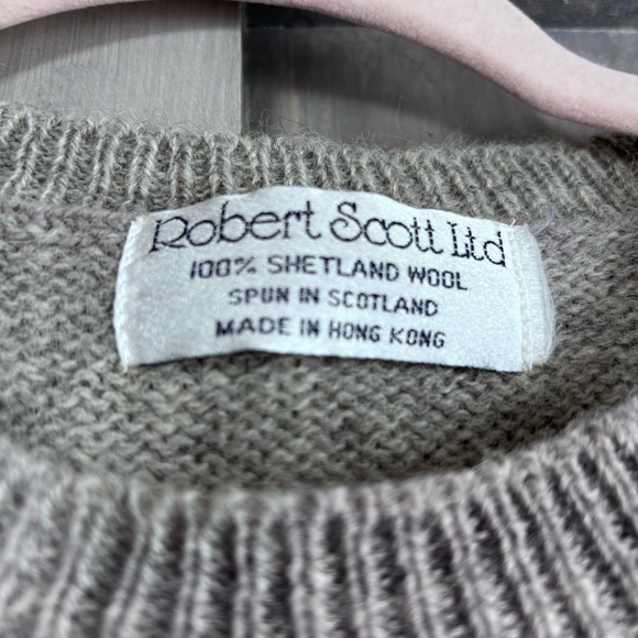 VTG Robert Scott LTD 100% Shetland Wool Scotland Sheep Vest Black Sheep - Picture 5 of 6